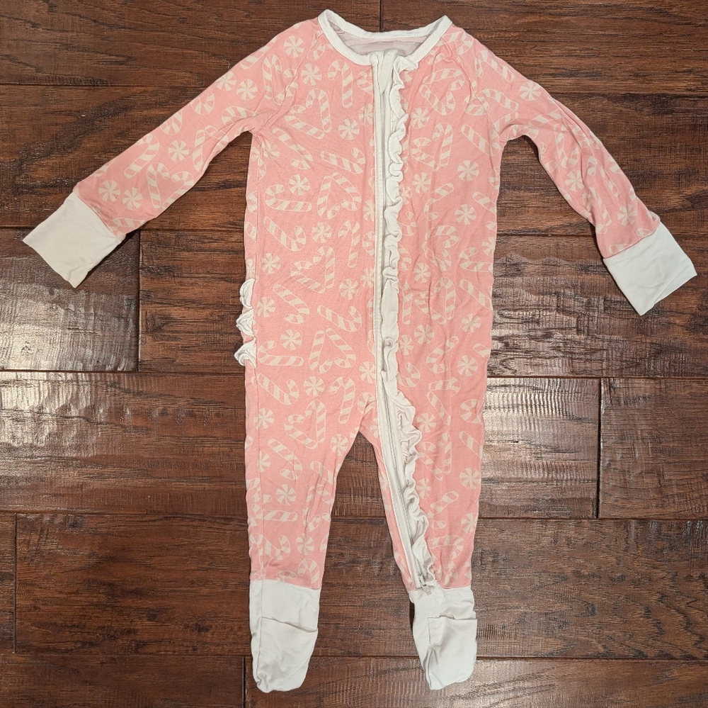 Candy Cane Ruffle Butt Footie